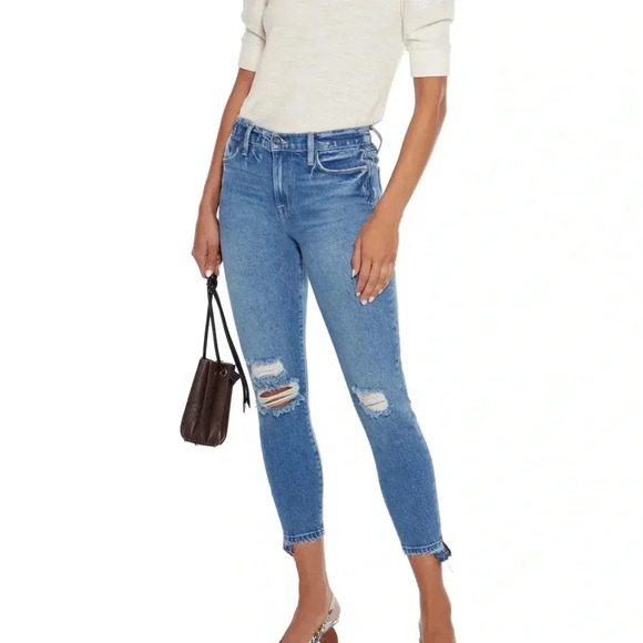 FRAME  Le high  Skinny cropped distressed high-rise skinny size 25 - Picture 2 of 3